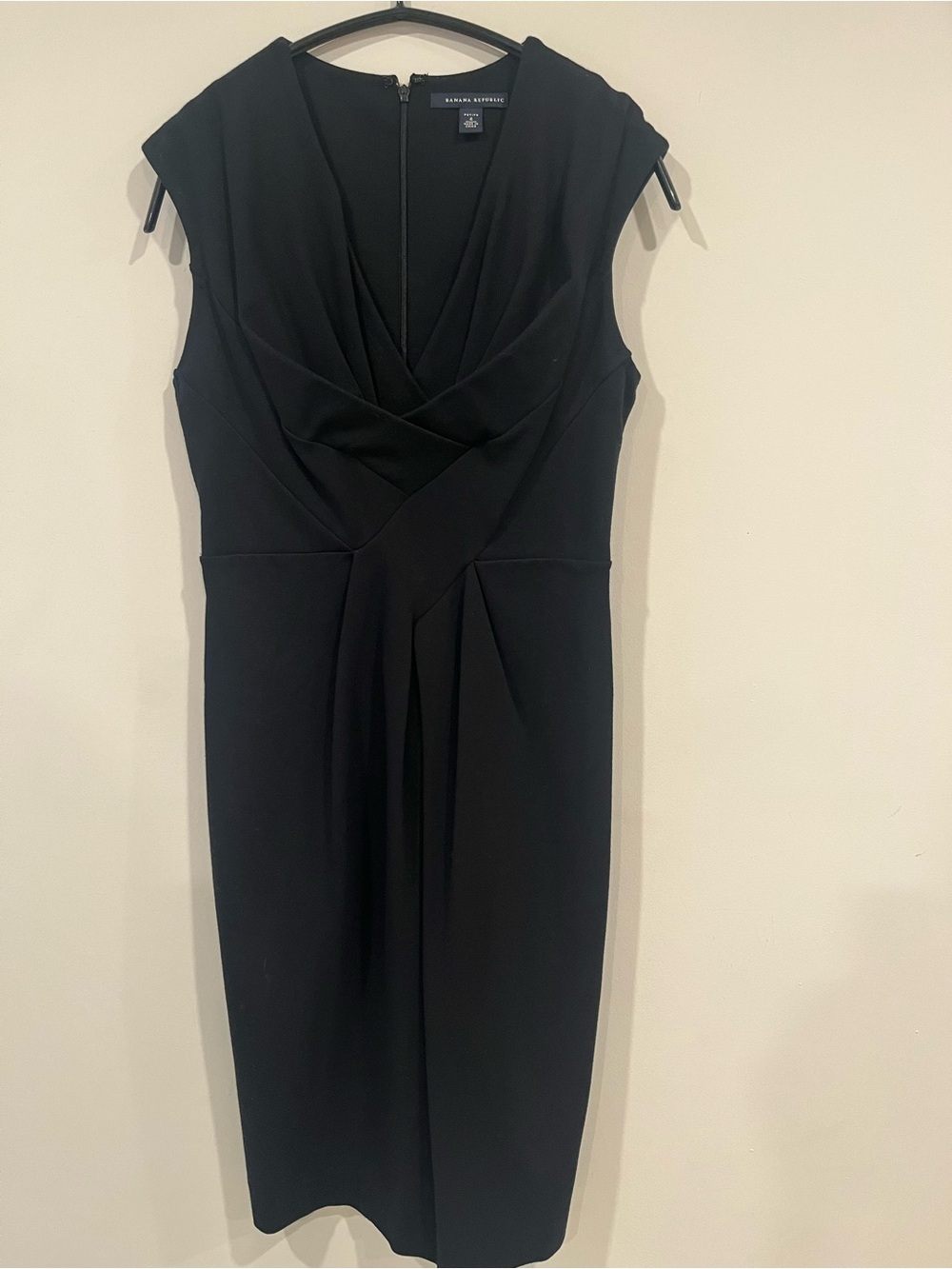 Banana Republic Black Draped V-Neck Sheath Dress